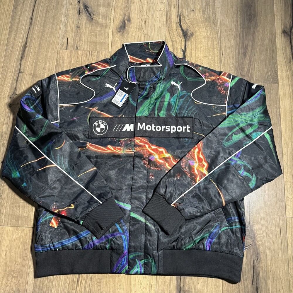 Men’s size XL-PUMA BMW Motorsport Full Zip Jacket w/ Pockets Black Graphic Logo